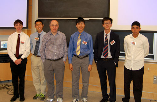 PRIMES students Michael Colavita, 
            Ethan Zou, Dr. Stephen Wolfram, William Wu, John Zhang, and Arul 
            Prasad